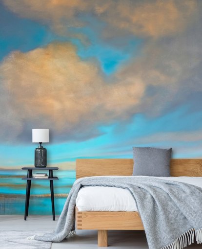 pintura de enorme cielo azul con nubes blancas sobre fondo de pantalla de lago pintura de enorme cielo azul con nubes blancas sobre fondo de pantalla de lago