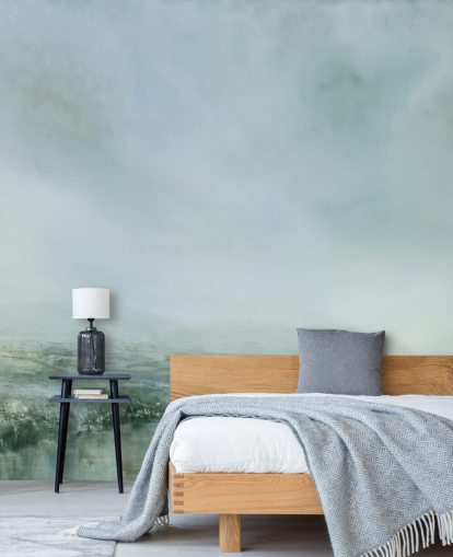 abstract painting of a misty heathland wallpaper