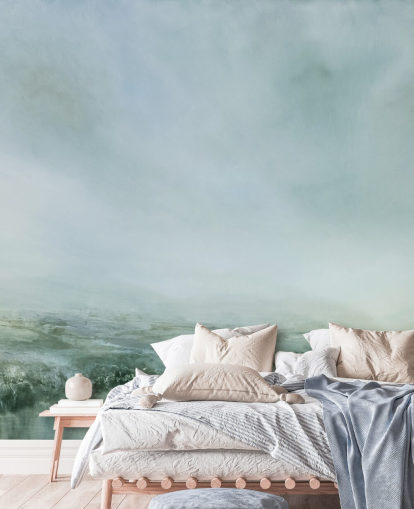 abstract painting of a misty heathland wallpaper