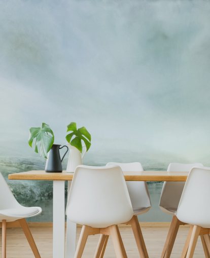 abstract painting of a misty heathland wallpaper