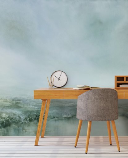 abstract painting of a misty heathland wallpaper