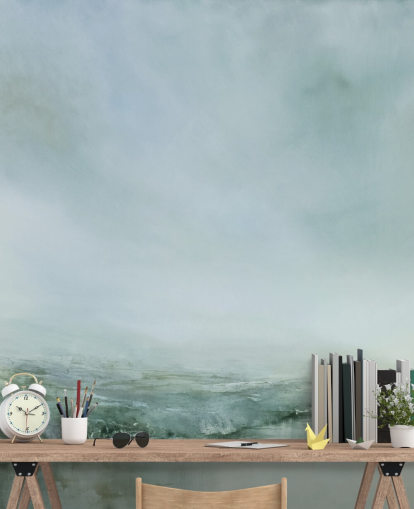 abstract painting of a misty heathland wallpaper