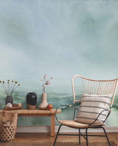 abstract painting of a misty heathland wallpaper