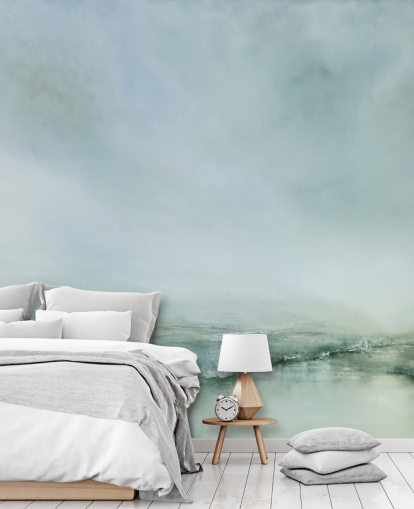 abstract painting of a misty heathland wallpaper