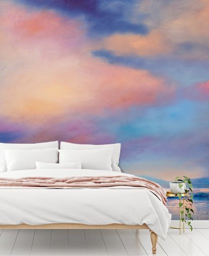 abstraktes Gemälde von einem rosa und blauen Sonnenuntergang Himmel Tapete abstraktes Gemälde von einem rosa und blauen Sonnenuntergang Himmel Tapete