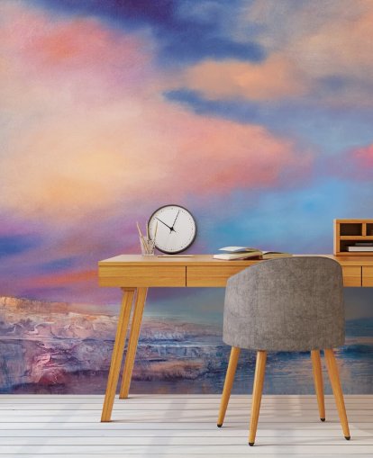 abstrakt maleri af en lyserød og blå solnedgang himmel tapet abstrakt maleri af en lyserød og blå solnedgang himmel tapet