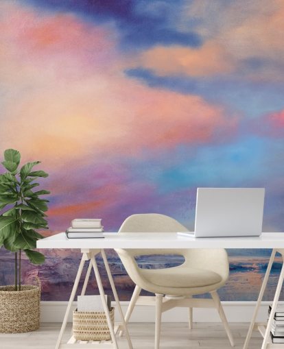 pintura abstracta de un fondo de pantalla de cielo rosa y azul