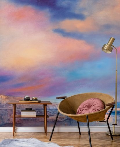 abstract schilderij van een roze en blauwe zonsondergang hemel behang abstract schilderij van een roze en blauwe zonsondergang hemel behang