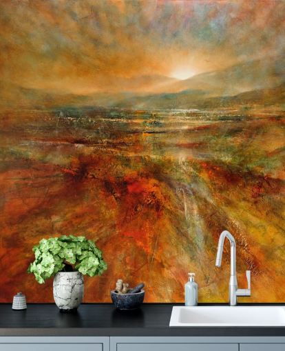 pittura di carta da parati paesaggio arancione e rosso pittura di carta da parati paesaggio arancione e rosso