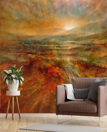 pittura di carta da parati paesaggio arancione e rosso pittura di carta da parati paesaggio arancione e rosso