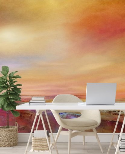 orange, pink and yellow sky and landscape painting wallpaper orange, pink and yellow sky and landscape painting wallpaper