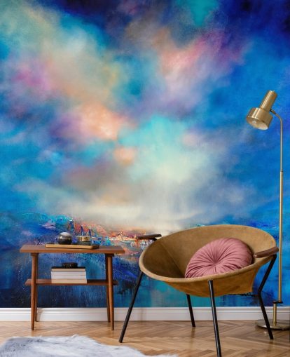 abstract blue landscape with golden bridge in the distance wallpaper abstract blue landscape with golden bridge in the distance wallpaper