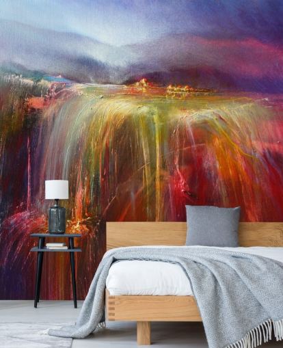 abstract painting of overflowing colour in reds, oranges, pinks, purples wallpaper abstract painting of overflowing colour in reds, oranges, pinks, purples wallpaper
