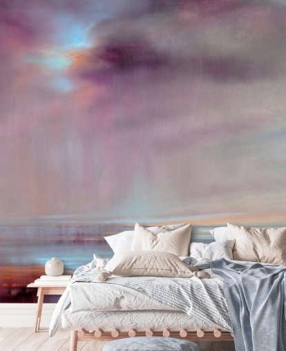 abstract painting of purple clouds bursting with rain wallpaper