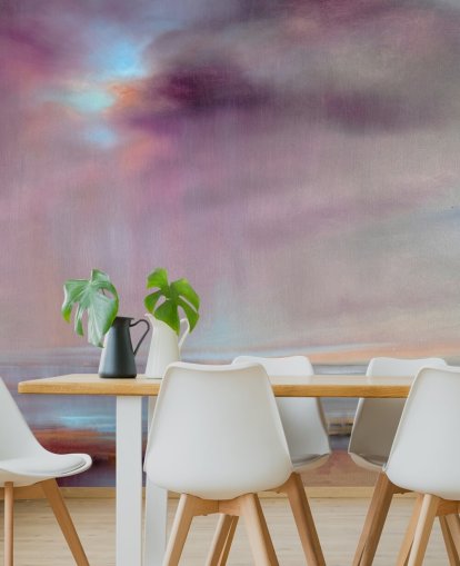 abstract painting of purple clouds bursting with rain wallpaper