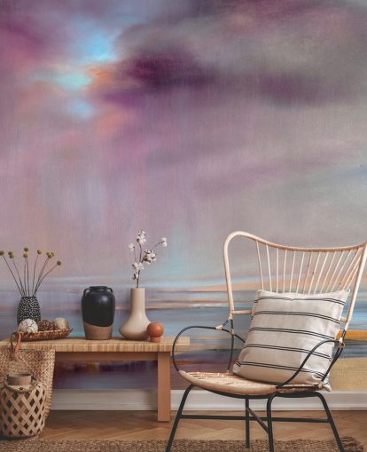 abstract painting of purple clouds bursting with rain wallpaper