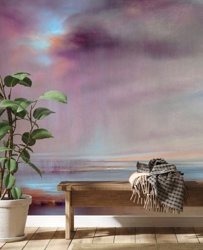 abstract painting of purple clouds bursting with rain wallpaper