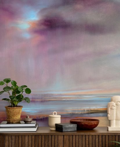 pittura astratta di nuvole viola che scoppiano di carta da parati pioggia