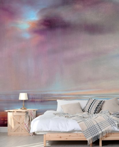 abstract painting of purple clouds bursting with rain wallpaper