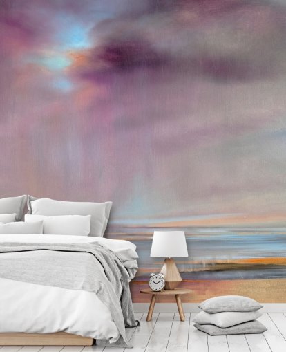 abstract painting of purple clouds bursting with rain wallpaper