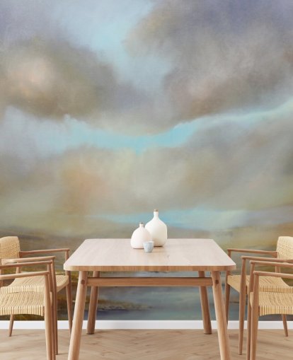 cloudy sky over autumn heathland wallpaper