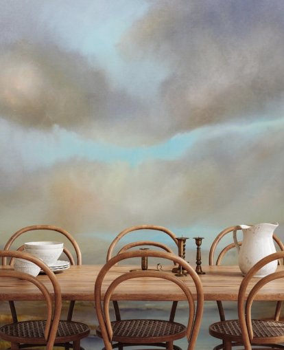 cloudy sky over autumn heathland wallpaper