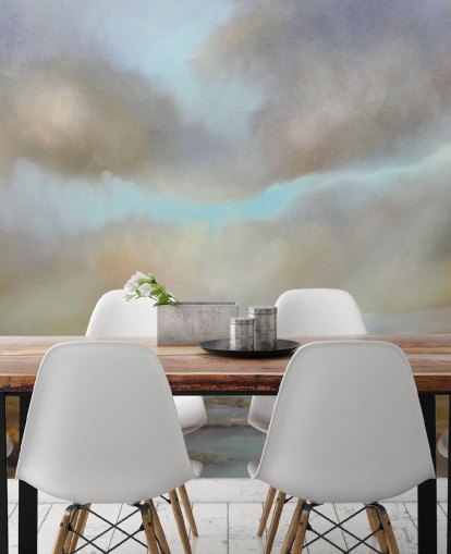 overskyet himmel over efteråret heathland tapet