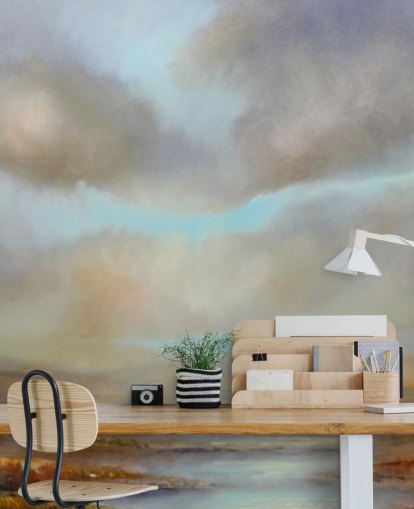 molnig himmel över hösten heathland tapeter