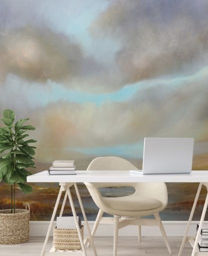 céu nublado sobre papel de parede de outono