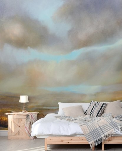 molnig himmel över hösten heathland tapeter