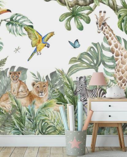 papel de parede de pintura de animais na selva