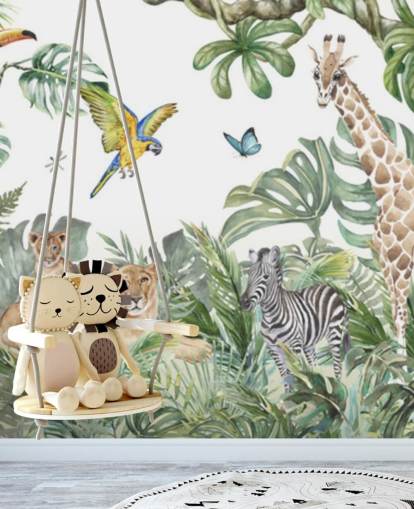 papel de parede de pintura de animais na selva