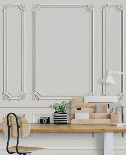 classic vintage off-white panel walls wallpaper mural called Classic Panels for hallways and bedrooms