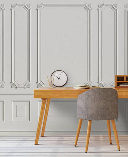 klassieke vintage gebroken witte paneelmuren behangmuurschildering genaamd Classic Panels voor gangen en slaapkamers