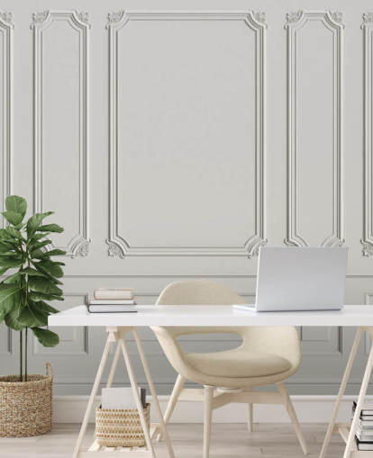 klassisk vintage off-white panelvegger tapetmaleri kalt Classic Panels for ganger og soverom