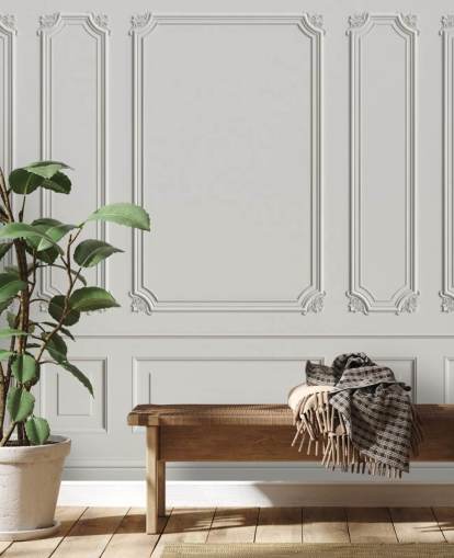 classic vintage off-white panel walls wallpaper mural called Classic Panels for hallways and bedrooms
