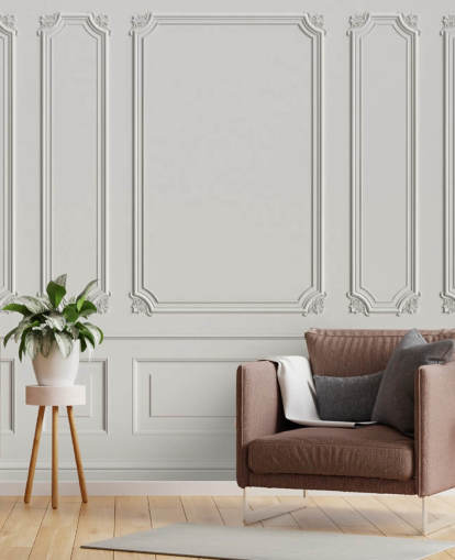 classic vintage off-white panel walls wallpaper mural called Classic Panels for hallways and bedrooms