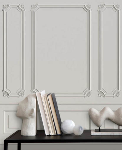 classic vintage off-white panel walls wallpaper mural called Classic Panels for hallways and bedrooms