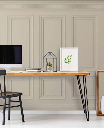 beige gekleurd paneelbehang