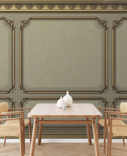 beige og guld farve panel tapet