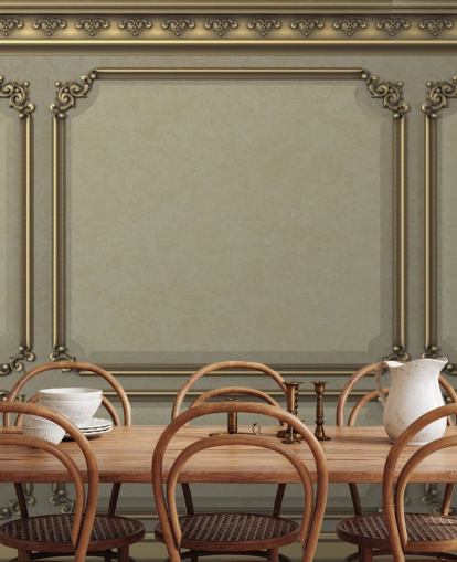 beige en goudkleurig paneelbehang