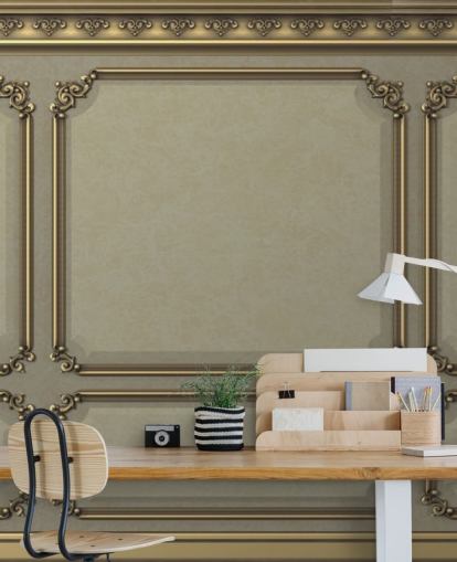 beige and gold colour panel wallpaper