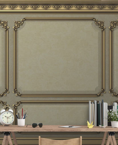 beige en goudkleurig paneelbehang beige en goudkleurig paneelbehang