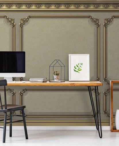 beige and gold colour panel wallpaper