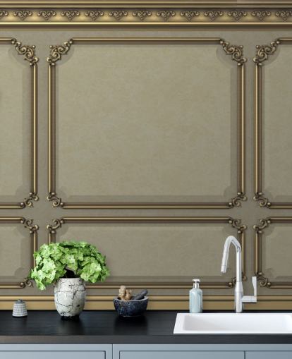 beige og guld farve panel tapet beige og guld farve panel tapet
