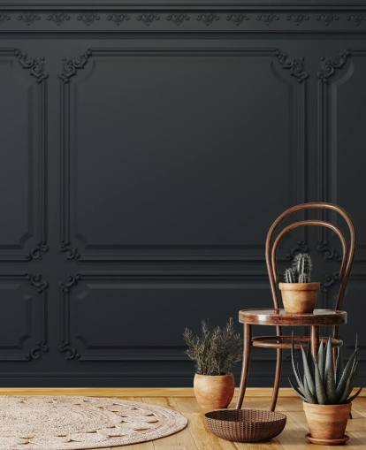 off black panel tapet med antikk detalj off black panel tapet med antikk detalj