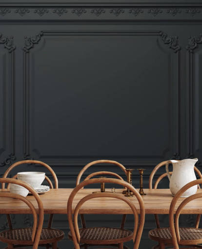 utanför svart panel tapet med antik detalj