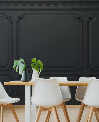 papel pintado de panel negro con detalles antiguos papel pintado de panel negro con detalles antiguos