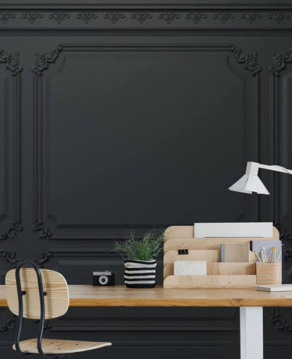 papel pintado de panel negro con detalles antiguos