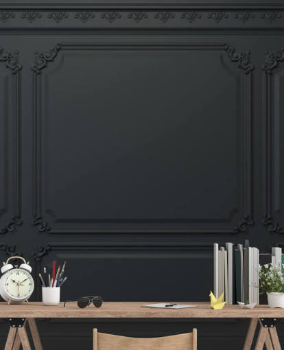 off sort panel tapet med antikke detaljer